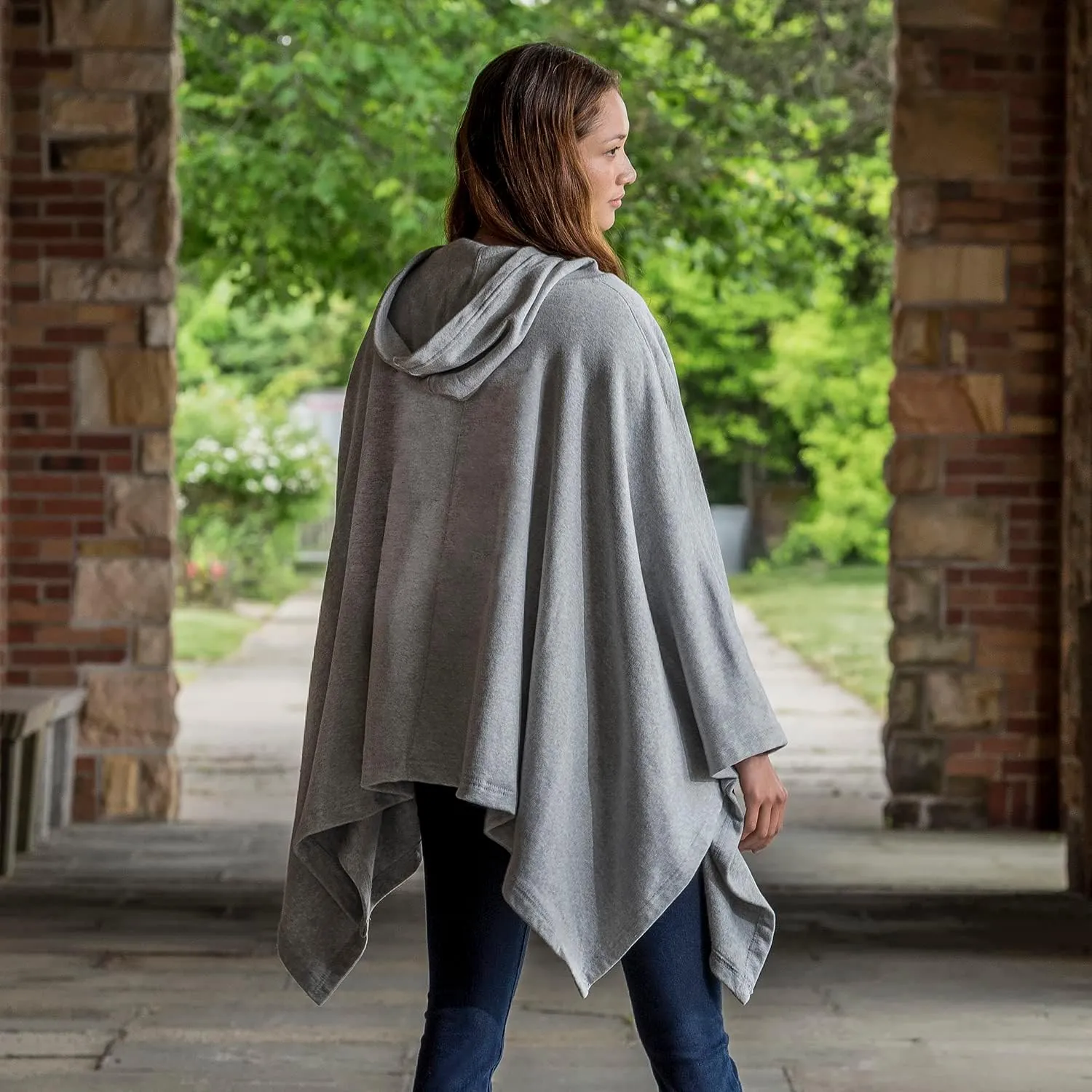 MV Sport Women's Sweatshirt Blanket Poncho Hoodie/Cozy Fleece Pullover Ponchos/Warm Hooded Cape for Women
