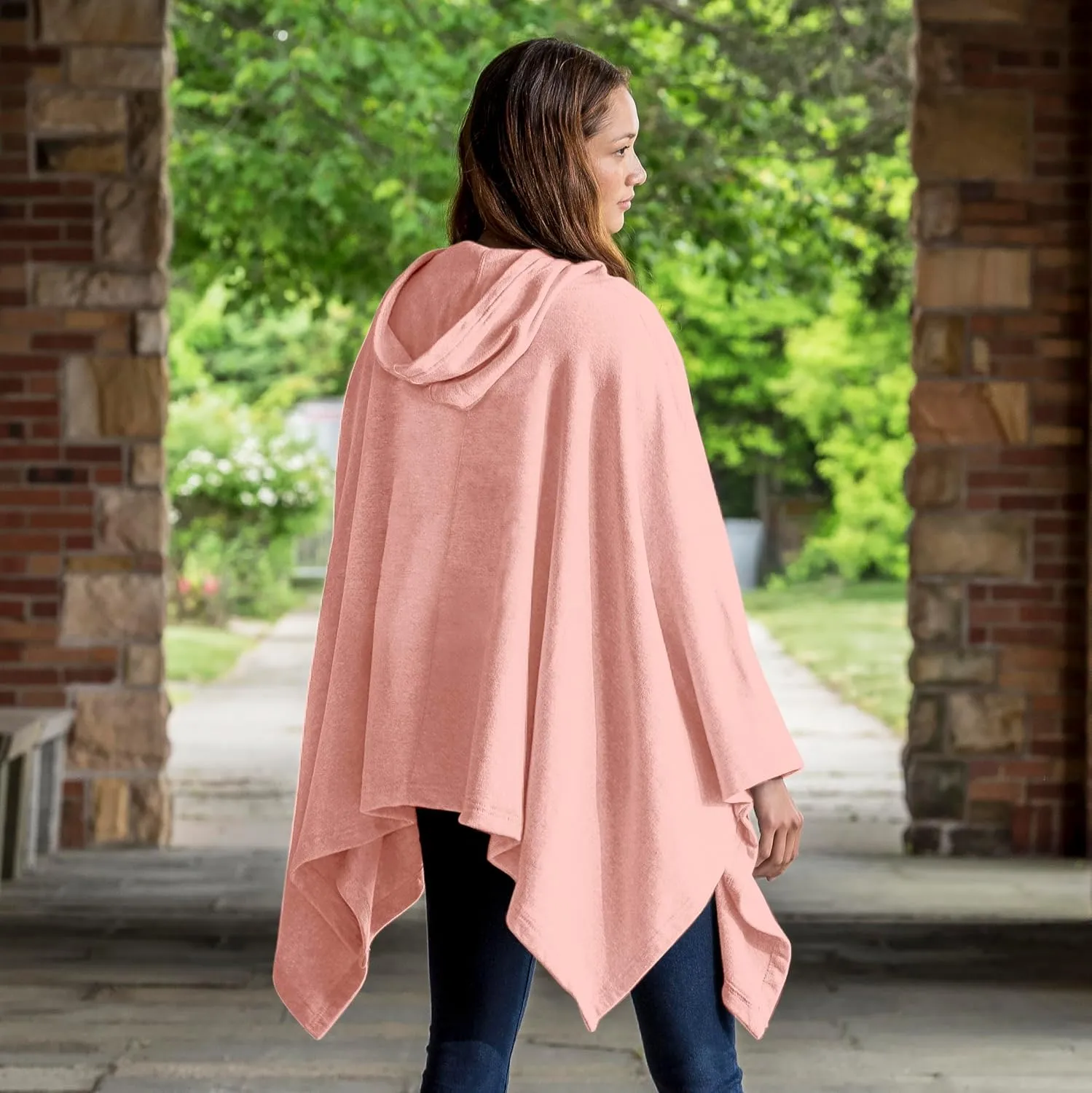 MV Sport Women's Sweatshirt Blanket Poncho Hoodie/Cozy Fleece Pullover Ponchos/Warm Hooded Cape for Women