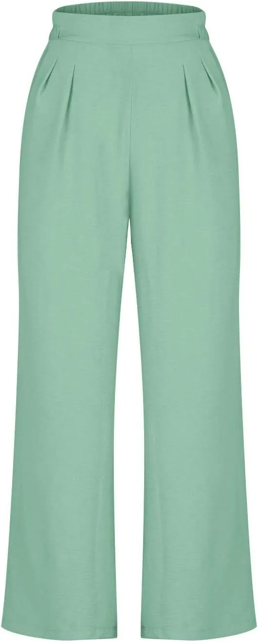 NaRHbrg Wide Leg Pants for Women High Waist Casual Long Palazzo Pants Work Business Casual Dress Pants Work Office Trousers