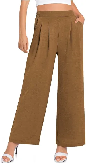NaRHbrg Wide Leg Pants for Women High Waist Casual Long Palazzo Pants Work Business Casual Dress Pants Work Office Trousers