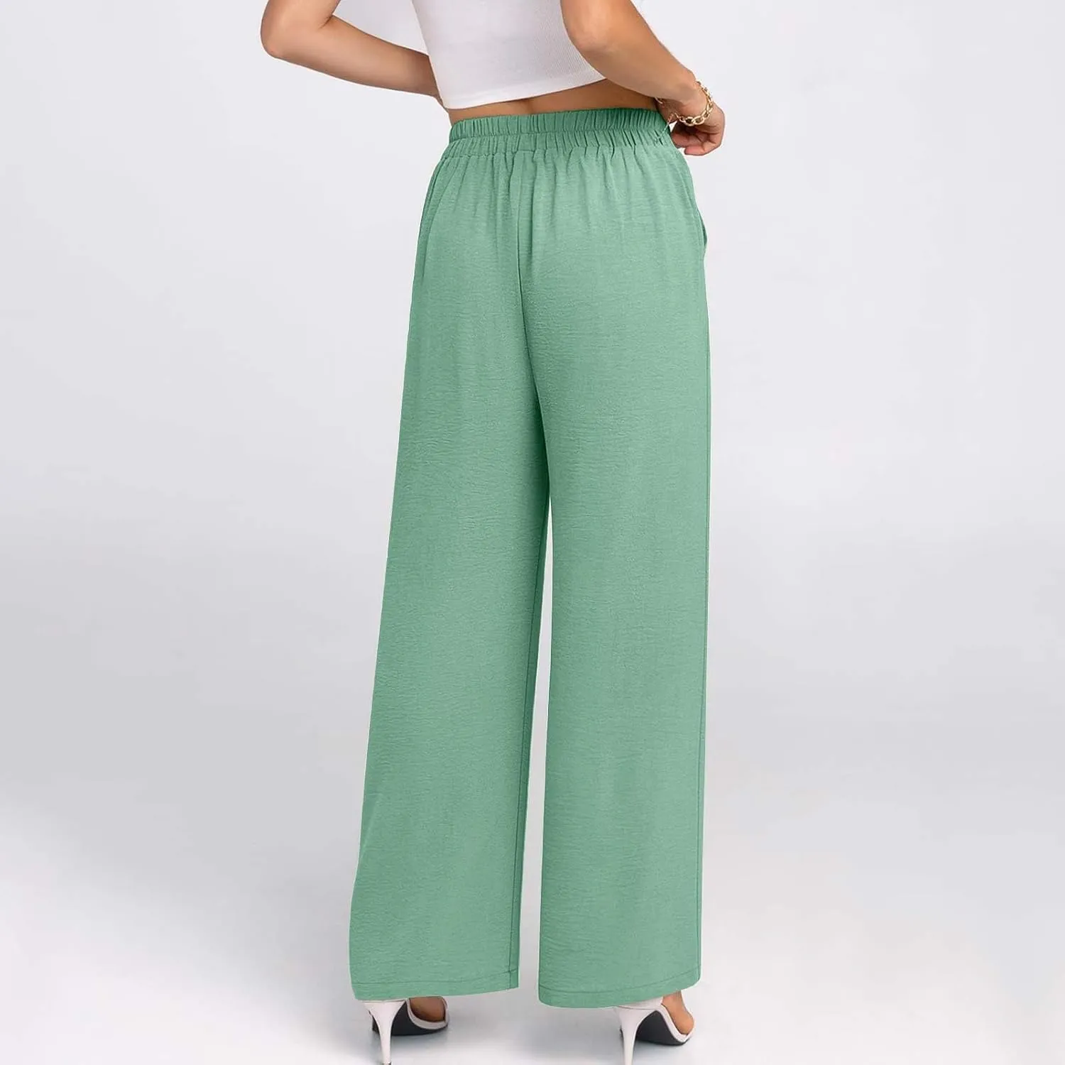 NaRHbrg Wide Leg Pants for Women High Waist Casual Long Palazzo Pants Work Business Casual Dress Pants Work Office Trousers