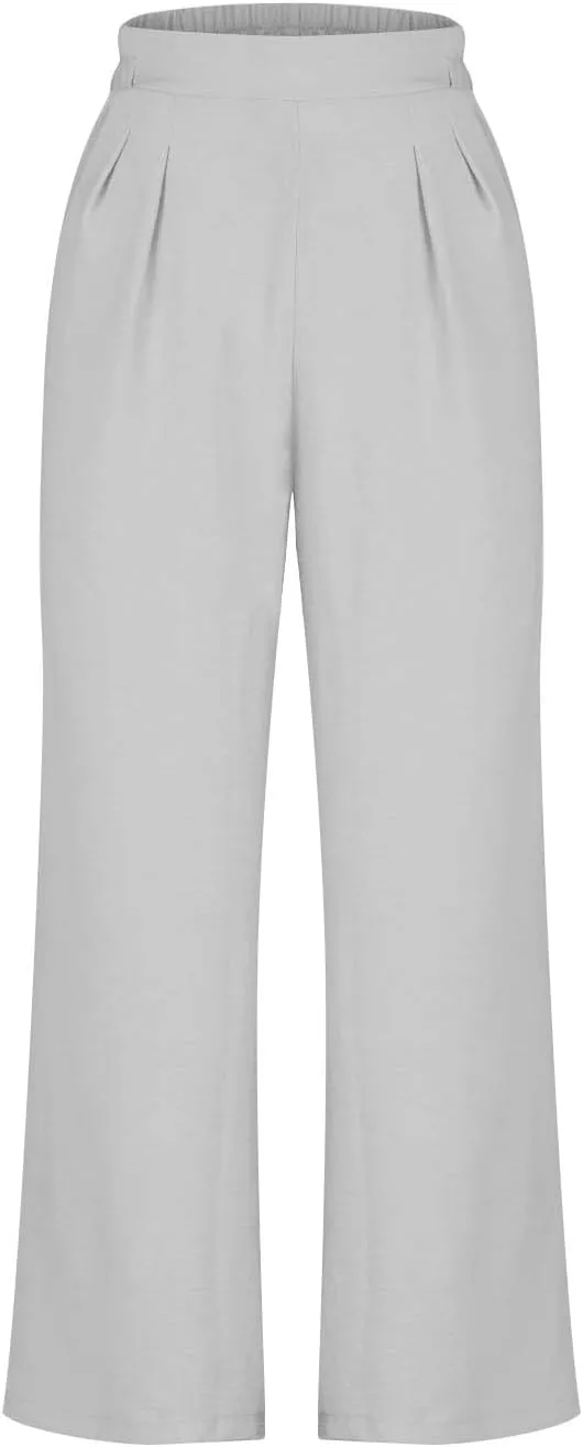 NaRHbrg Wide Leg Pants for Women High Waist Casual Long Palazzo Pants Work Business Casual Dress Pants Work Office Trousers
