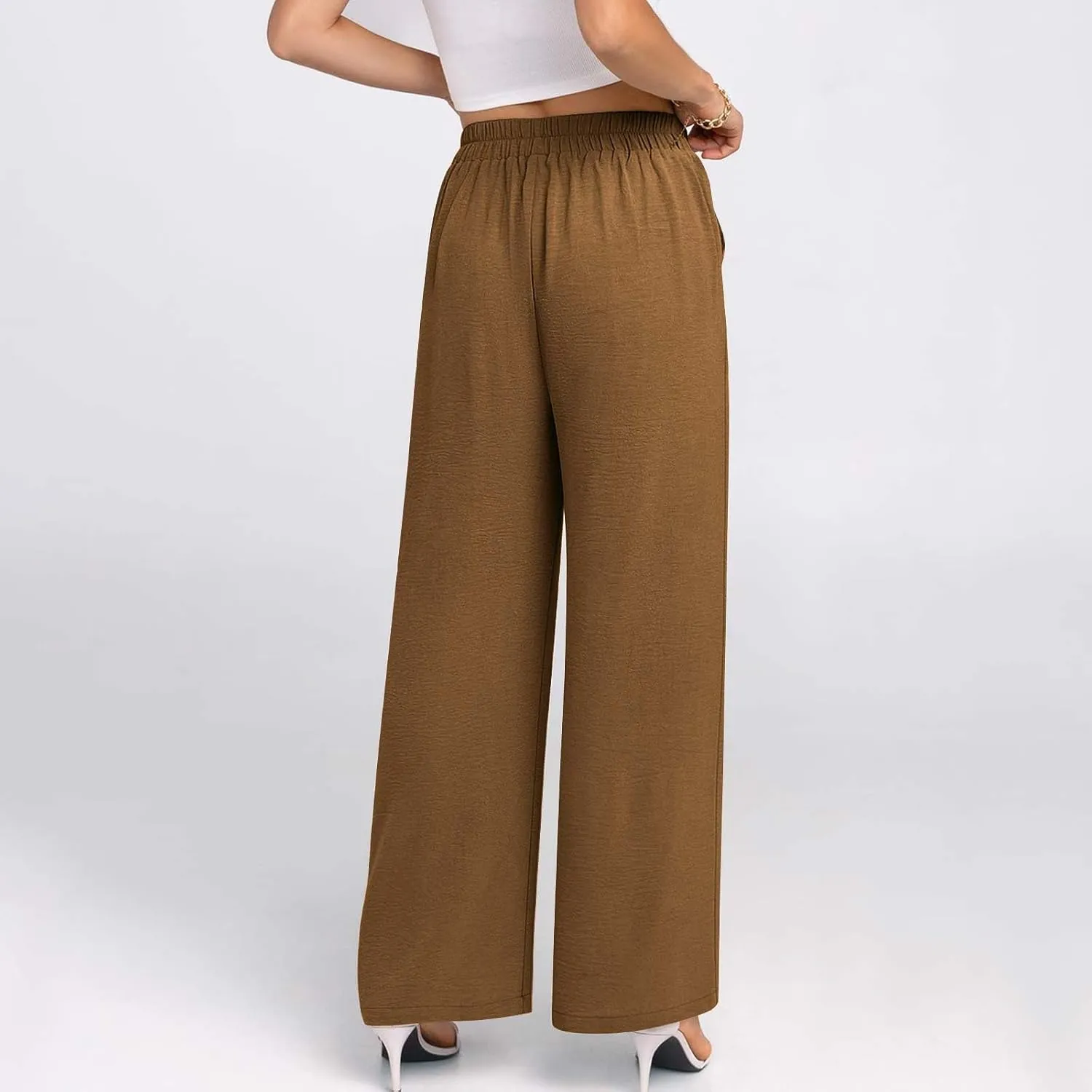 NaRHbrg Wide Leg Pants for Women High Waist Casual Long Palazzo Pants Work Business Casual Dress Pants Work Office Trousers
