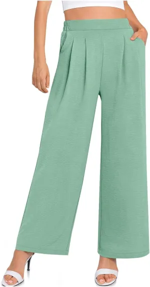 NaRHbrg Wide Leg Pants for Women High Waist Casual Long Palazzo Pants Work Business Casual Dress Pants Work Office Trousers