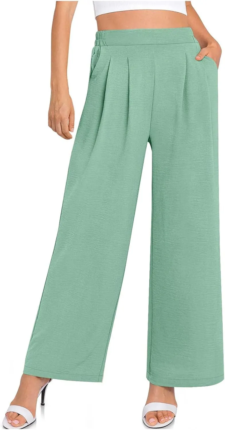 NaRHbrg Wide Leg Pants for Women High Waist Casual Long Palazzo Pants Work Business Casual Dress Pants Work Office Trousers