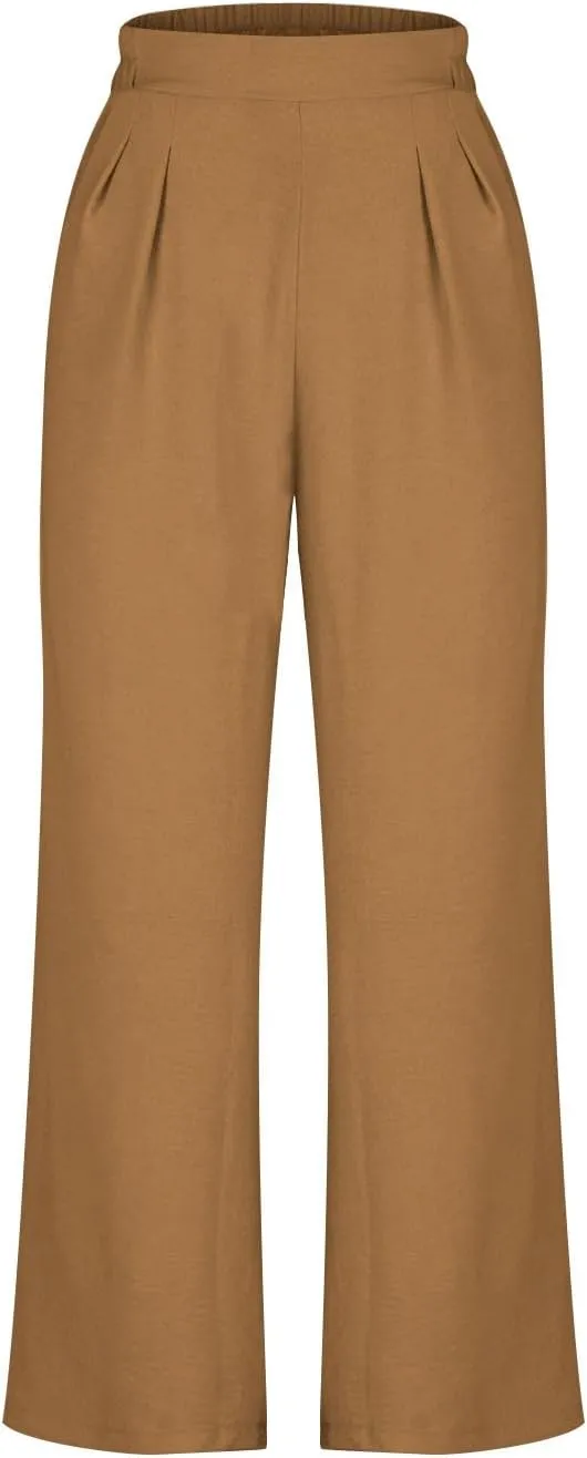 NaRHbrg Wide Leg Pants for Women High Waist Casual Long Palazzo Pants Work Business Casual Dress Pants Work Office Trousers