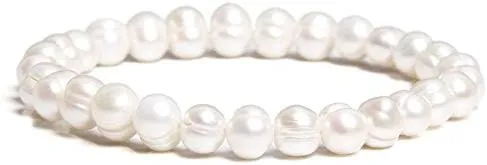 Natural Freshwater Pearls Bracelets Women 2022 Bangles Handmade White Baroque Pearls Beads Elastic Bracelet Men Fashion Jewelry - (Metal Color: 1; Length: 19cm)