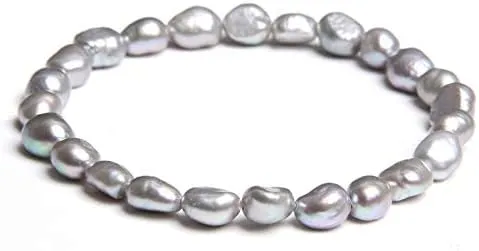 Natural Freshwater Pearls Bracelets Women 2022 Bangles Handmade White Baroque Pearls Beads Elastic Bracelet Men Fashion Jewelry - (Metal Color: 10; Length: 19cm)