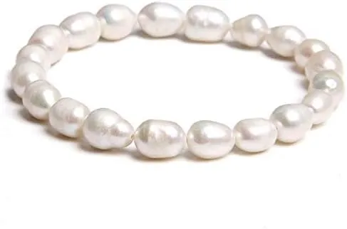 Natural Freshwater Pearls Bracelets Women 2022 Bangles Handmade White Baroque Pearls Beads Elastic Bracelet Men Fashion Jewelry - (Metal Color: 11; Length: 19cm)