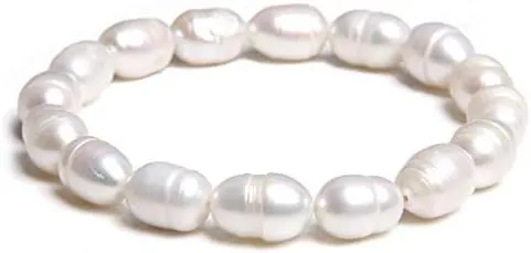 Natural Freshwater Pearls Bracelets Women 2022 Bangles Handmade White Baroque Pearls Beads Elastic Bracelet Men Fashion Jewelry - (Metal Color: 12; Length: 19cm)