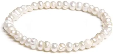 Natural Freshwater Pearls Bracelets Women 2022 Bangles Handmade White Baroque Pearls Beads Elastic Bracelet Men Fashion Jewelry - (Metal Color: 19; Length: 19cm)