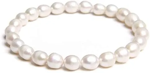 Natural Freshwater Pearls Bracelets Women 2022 Bangles Handmade White Baroque Pearls Beads Elastic Bracelet Men Fashion Jewelry - (Metal Color: 20; Length: 19cm)