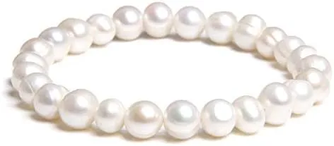 Natural Freshwater Pearls Bracelets Women 2022 Bangles Handmade White Baroque Pearls Beads Elastic Bracelet Men Fashion Jewelry - (Metal Color: 5; Length: 19cm)