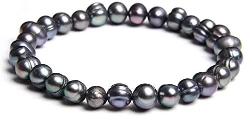 Natural Freshwater Pearls Bracelets Women 2022 Bangles Handmade White Baroque Pearls Beads Elastic Bracelet Men Fashion Jewelry - (Metal Color: 6; Length: 19cm)
