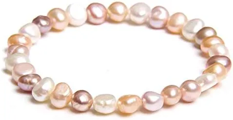 Natural Freshwater Pearls Bracelets Women 2022 Bangles Handmade White Baroque Pearls Beads Elastic Bracelet Men Fashion Jewelry - (Metal Color: 8; Length: 19cm)