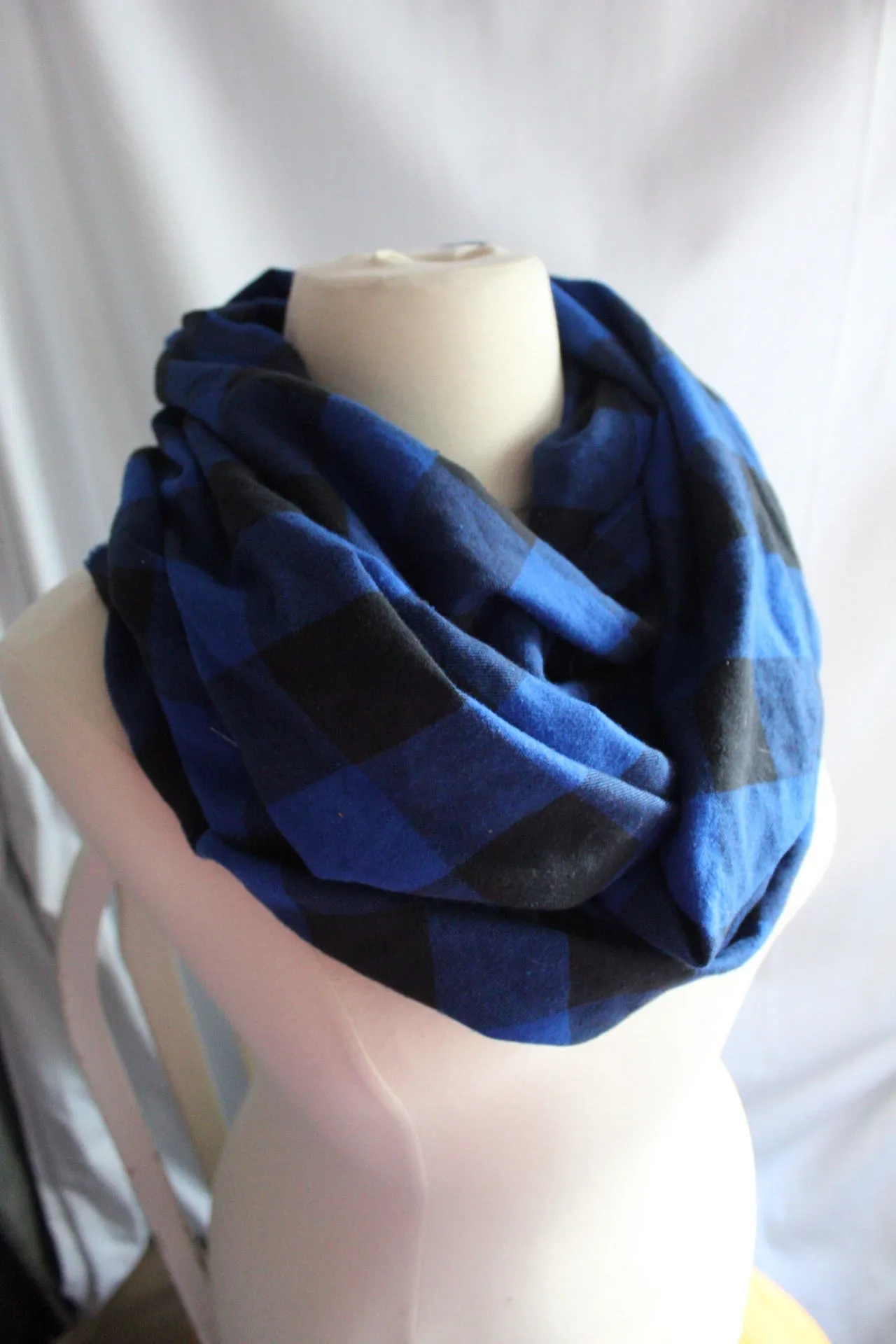 Olympian Blue and Black Buffalo Check Infinity Scarf I The Enchanted Magnolia
