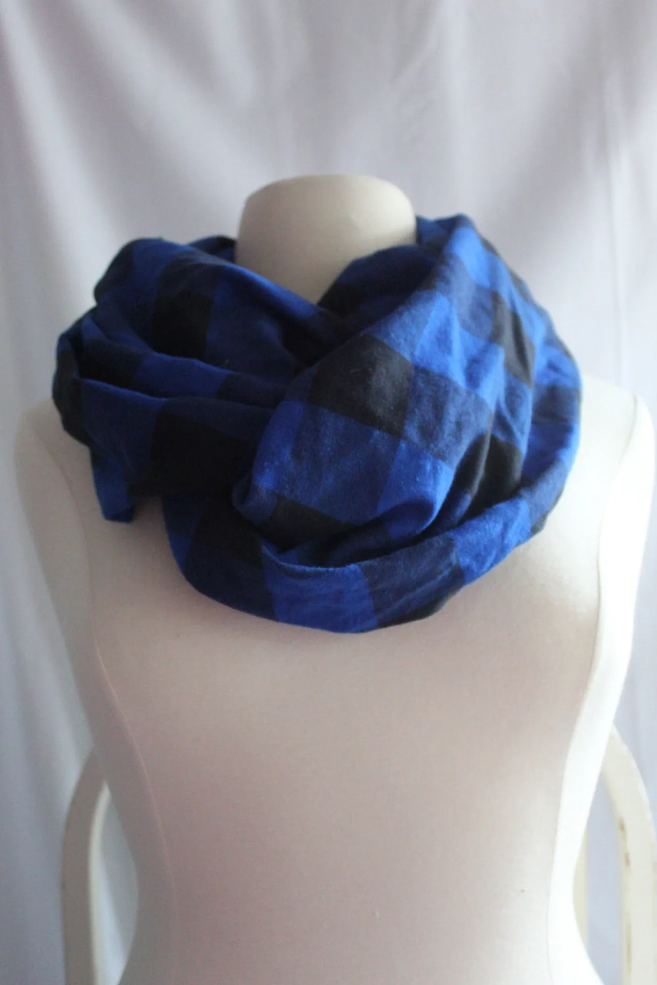 Olympian Blue and Black Buffalo Check Infinity Scarf I The Enchanted Magnolia
