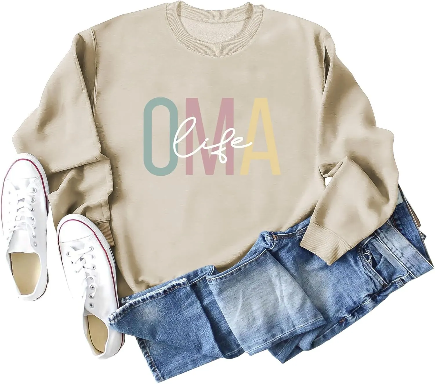 OMA Life Sweatshirt for Women Funny Grandma Crewneck Pullover Sweater Long Sleeve Best Oma Shirts Nana Fall Tops