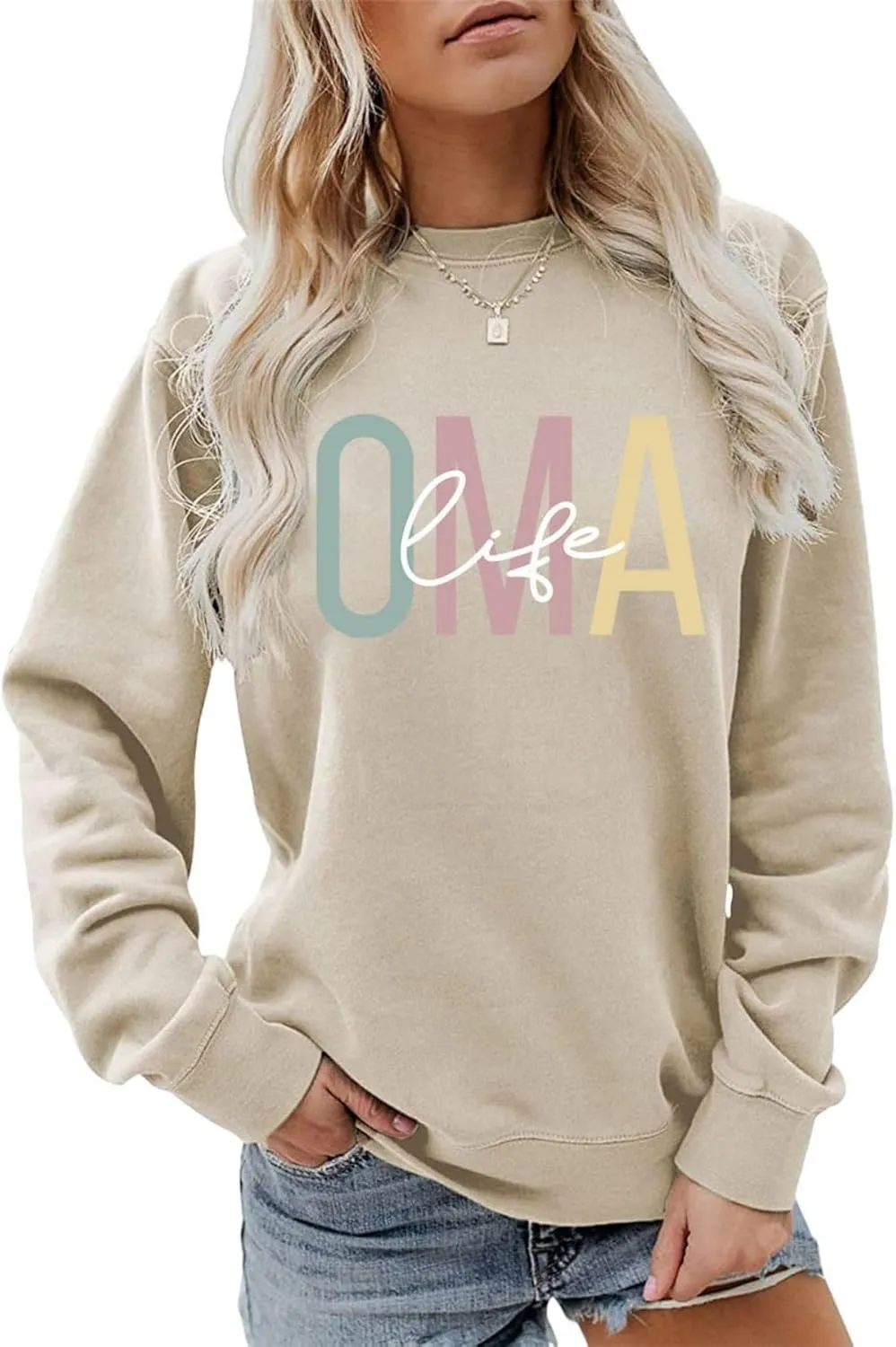 OMA Life Sweatshirt for Women Funny Grandma Crewneck Pullover Sweater Long Sleeve Best Oma Shirts Nana Fall Tops