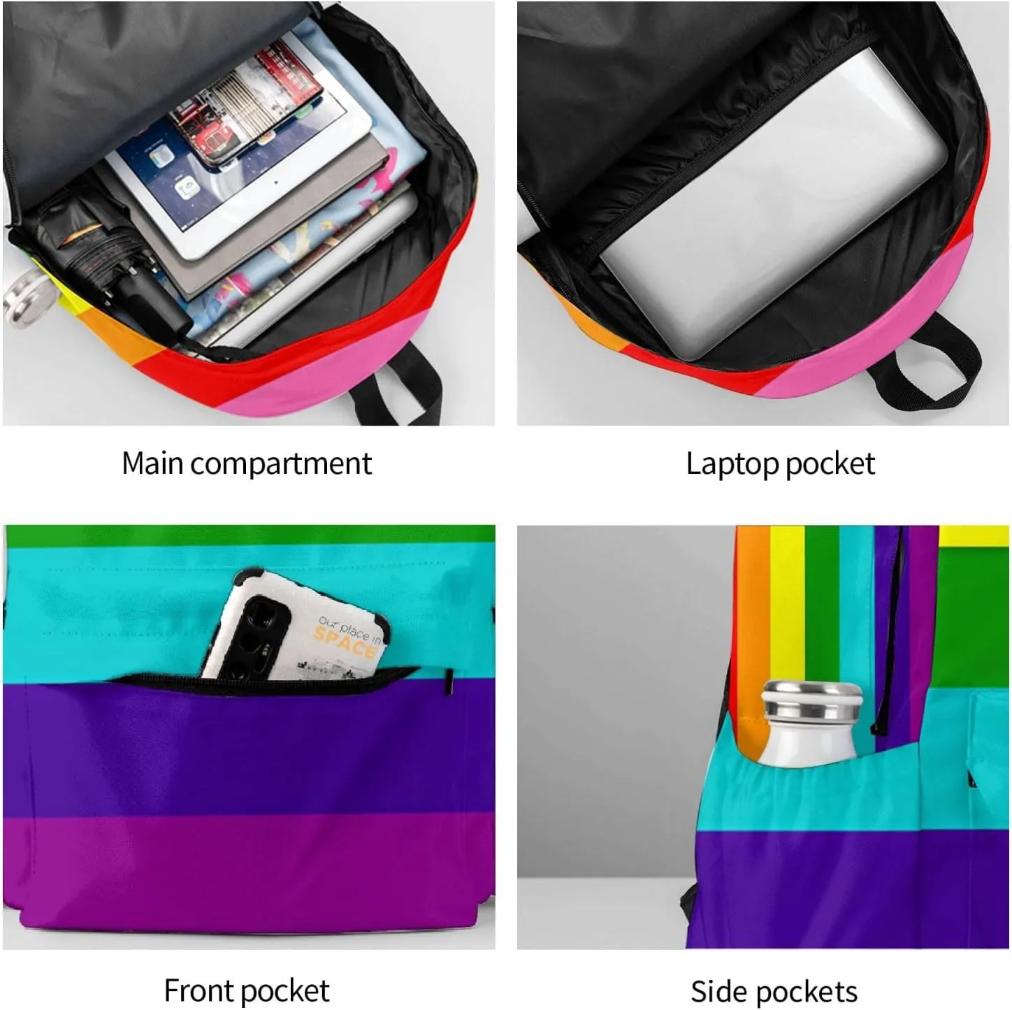 Original Gay Pride Flag Laptop Backpack Shoulder Bag Laptop Pack Travel Backpacks Commuter Back Pack Casual Daypack Bags With Side Pockets