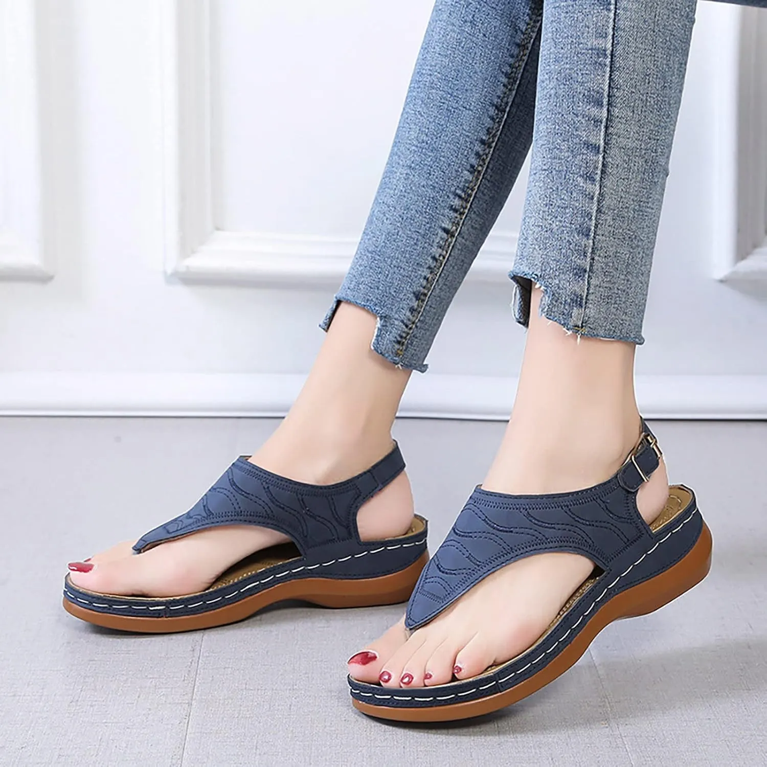 Orthopedic Plantar Fasciitis Shoes Women Black Flats Gold Sandals for Women Dressy Summer Womens Shoes Wedges Dressy Casual Women's Orthotic Walking Sandals Wide Width Heels Womens Navy Sandals