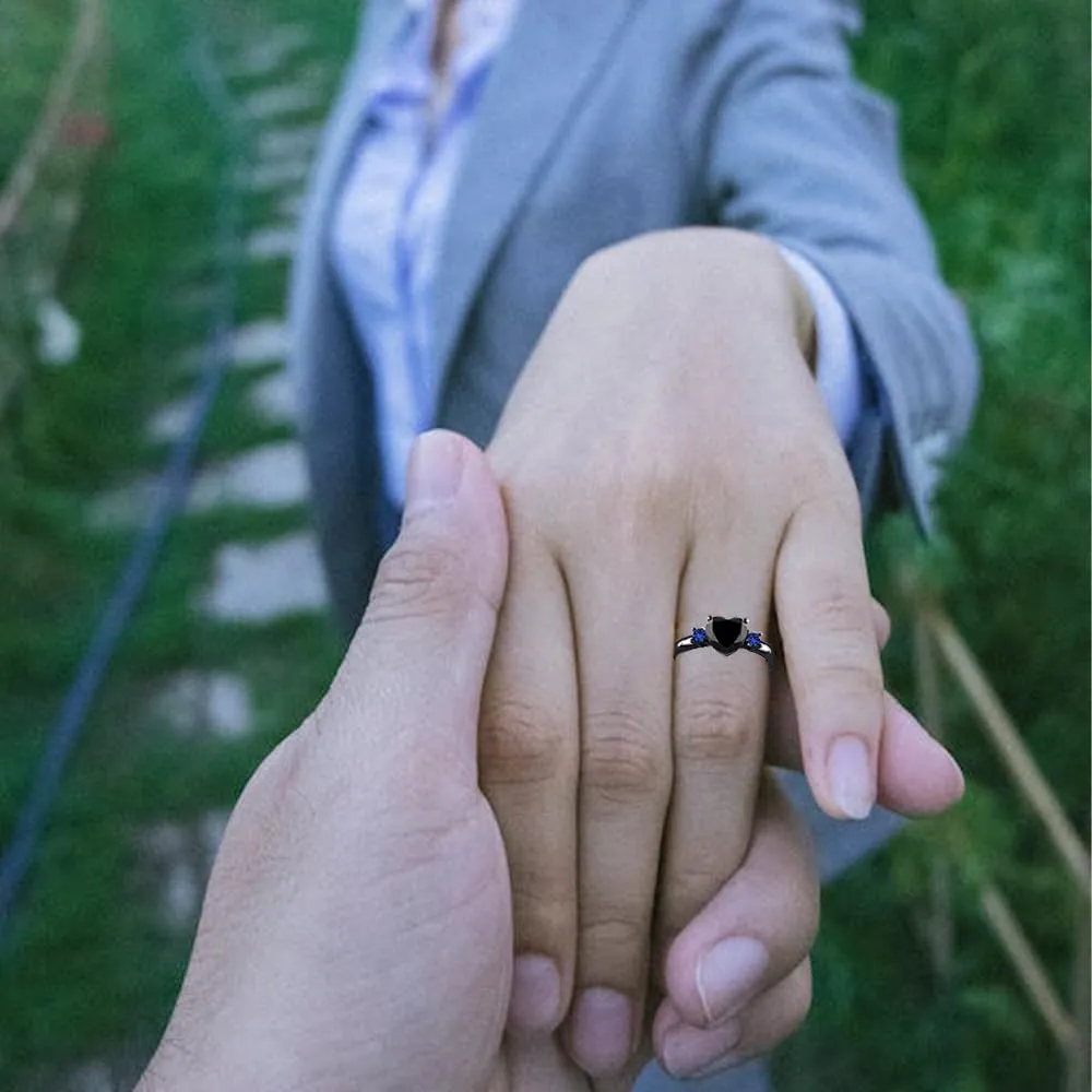 Ouryet Personalized Couple Matching Rings Set Stainless Steel Engraved Names Promise Rings for him and her black Matching Wedding Bands for Couples His and Her Engagement Rings,Size 5-13