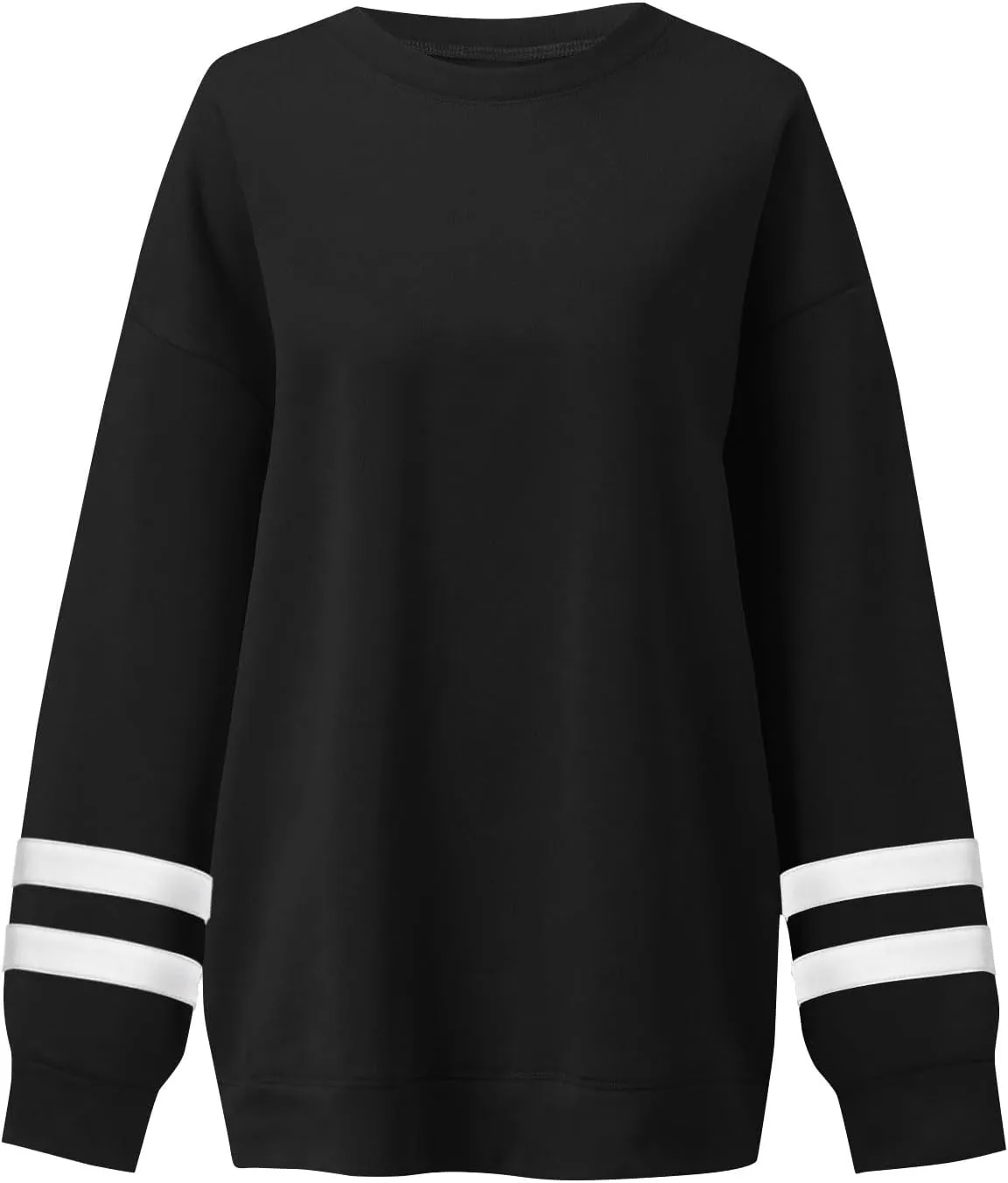 Oversized Crewneck Sweatshirt Women Fleece Pullover Sweaters Plus Size Cute Teen Preppy Striped Sweat Shirts Y2K Tops