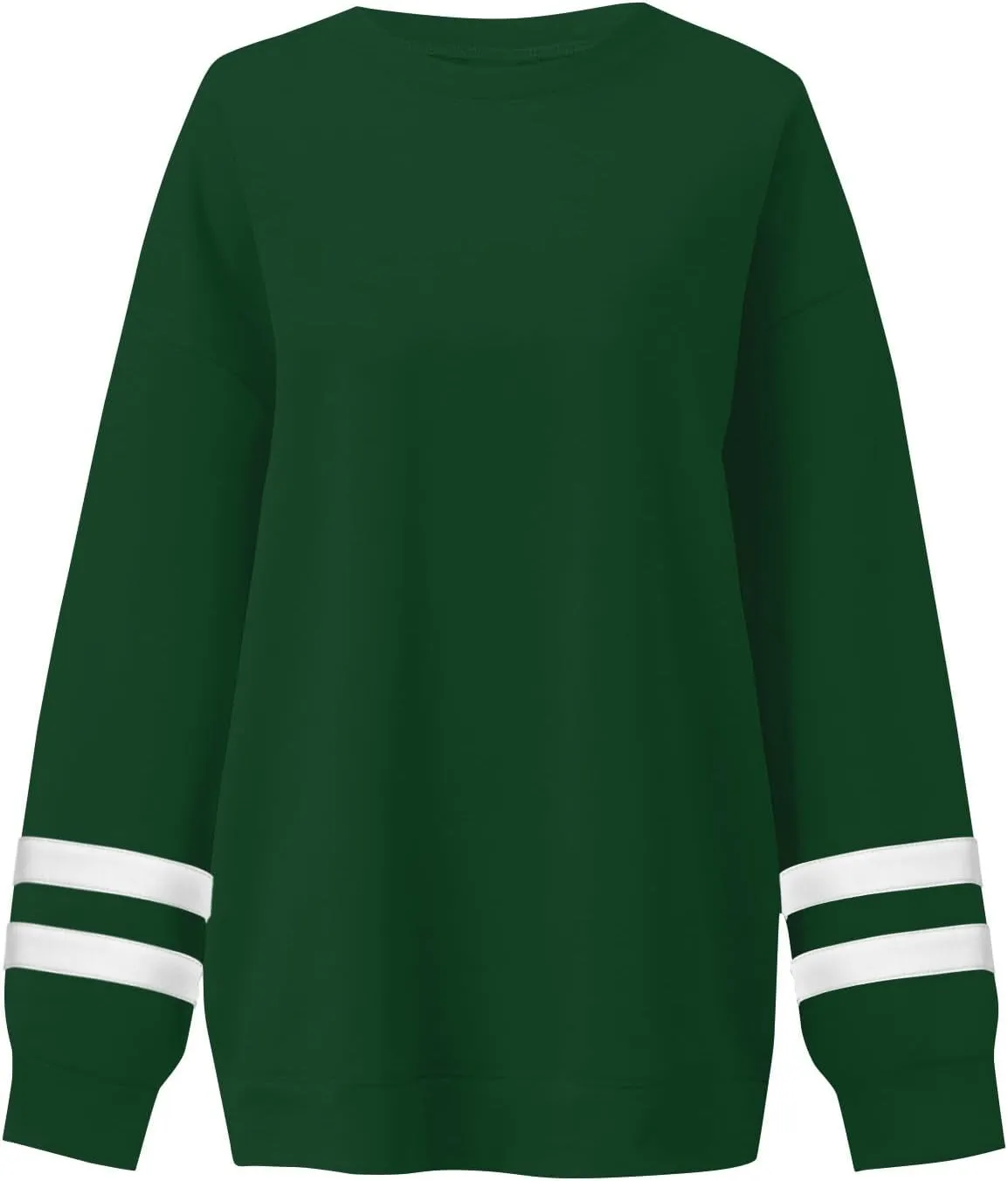 Oversized Crewneck Sweatshirt Women Fleece Pullover Sweaters Plus Size Cute Teen Preppy Striped Sweat Shirts Y2K Tops