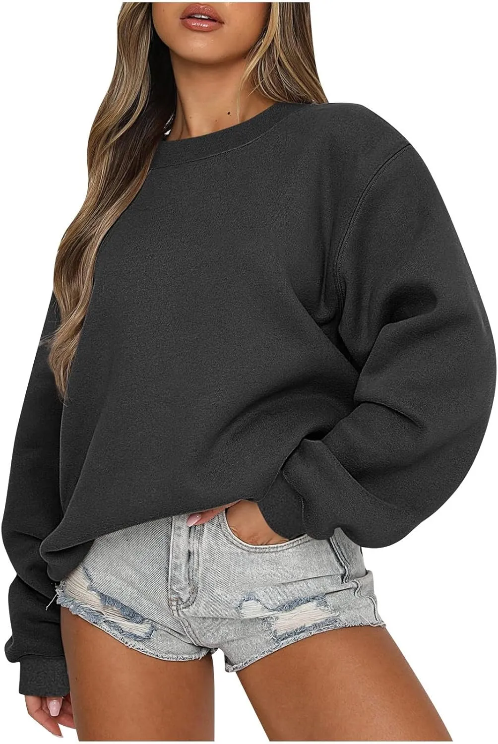 Oversized Hoodie Women Autumn Winter Tops Women's Long Sleeve Sweatshirt Casual Crewneck Loose Fit Pollover Fleece