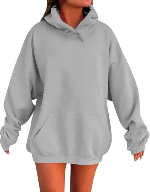 Oversized Hoodies for Women Winter Cute Drawstring Sweatshirts Pullover 2024 Fashion Solid Tops Trendy Casual Outfits