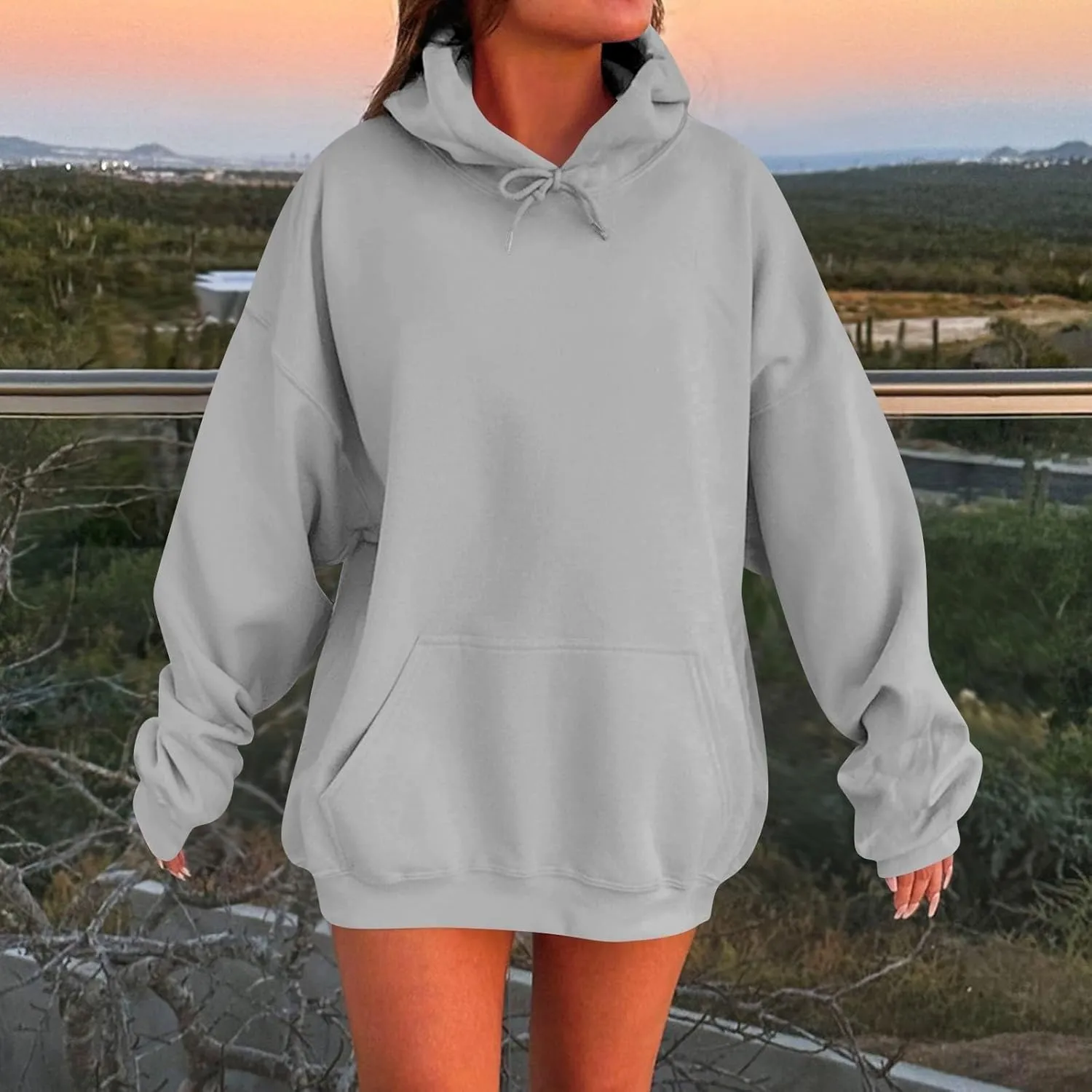 Oversized Hoodies for Women Winter Cute Drawstring Sweatshirts Pullover 2024 Fashion Solid Tops Trendy Casual Outfits