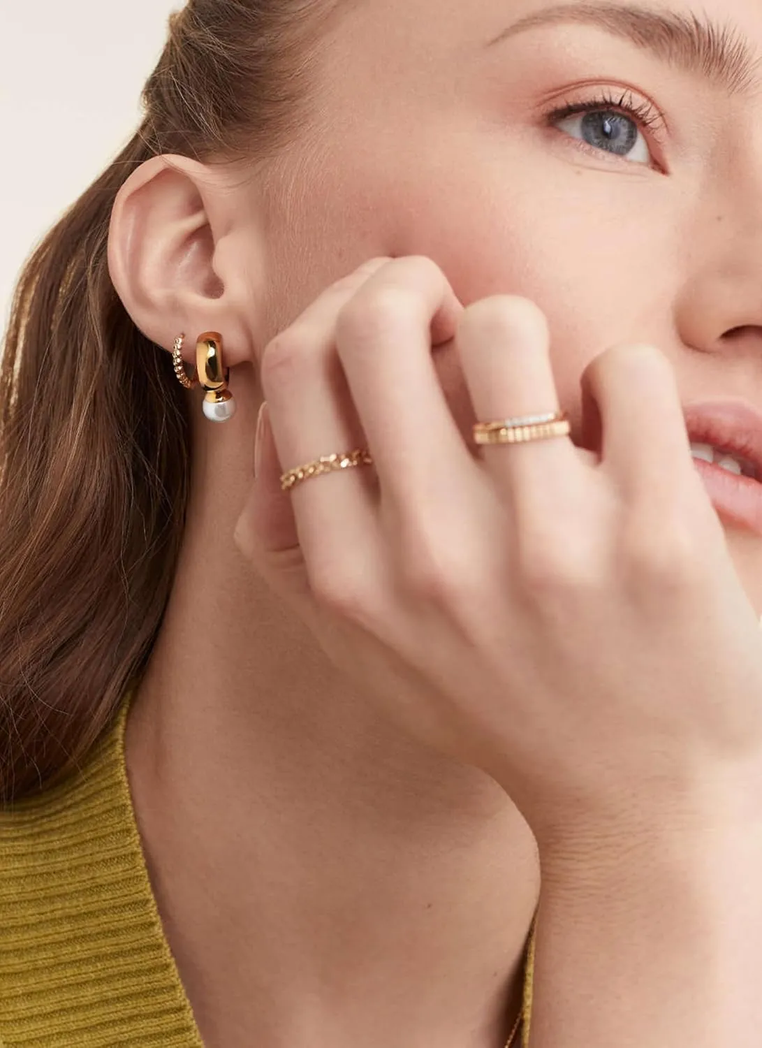 PANSTAR Lightweight 18K Gold Plated AAA Pearl Drop Earrings for Women, Gold Vermeil Freshwater Pearls Dangle Earrings, Classic Design