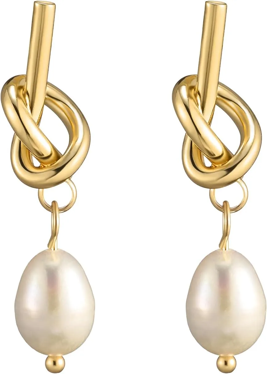 Pearl Dangle Earrings for Women, Wedding Earrings for Brides Kont Baroque Pearl Earring Bridesmaid Bridal Earring for Wedding Gifts for Women Birthday Graduation Gifts for Her (KE)