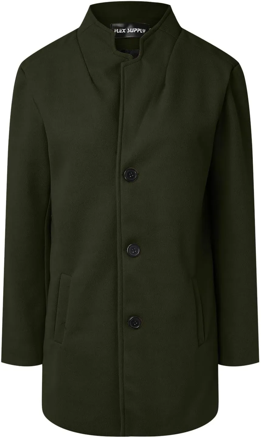 PeQAQ Women's Elegant Blazers Single Breasted Coat Winter Long Sleeve Mid Woolen Overcoat Work Office Pea Jackets Overcoats