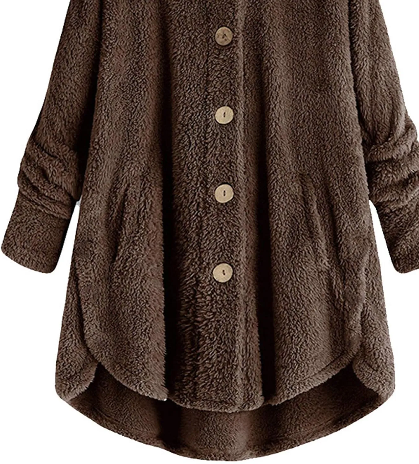 PeQAQ Womens Winter Fleece Coats Plus Size Warm Jackets Button Hooded Woolen Outerwear Fashion Open Front Cardigan Sweater