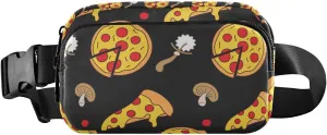 Pizza Black Fanny Pack for Women Men Crossbody Belt Bag Fashion Waist Packs Purse with Adjustable Strap Hip Bag for Outdoors Workout Travel