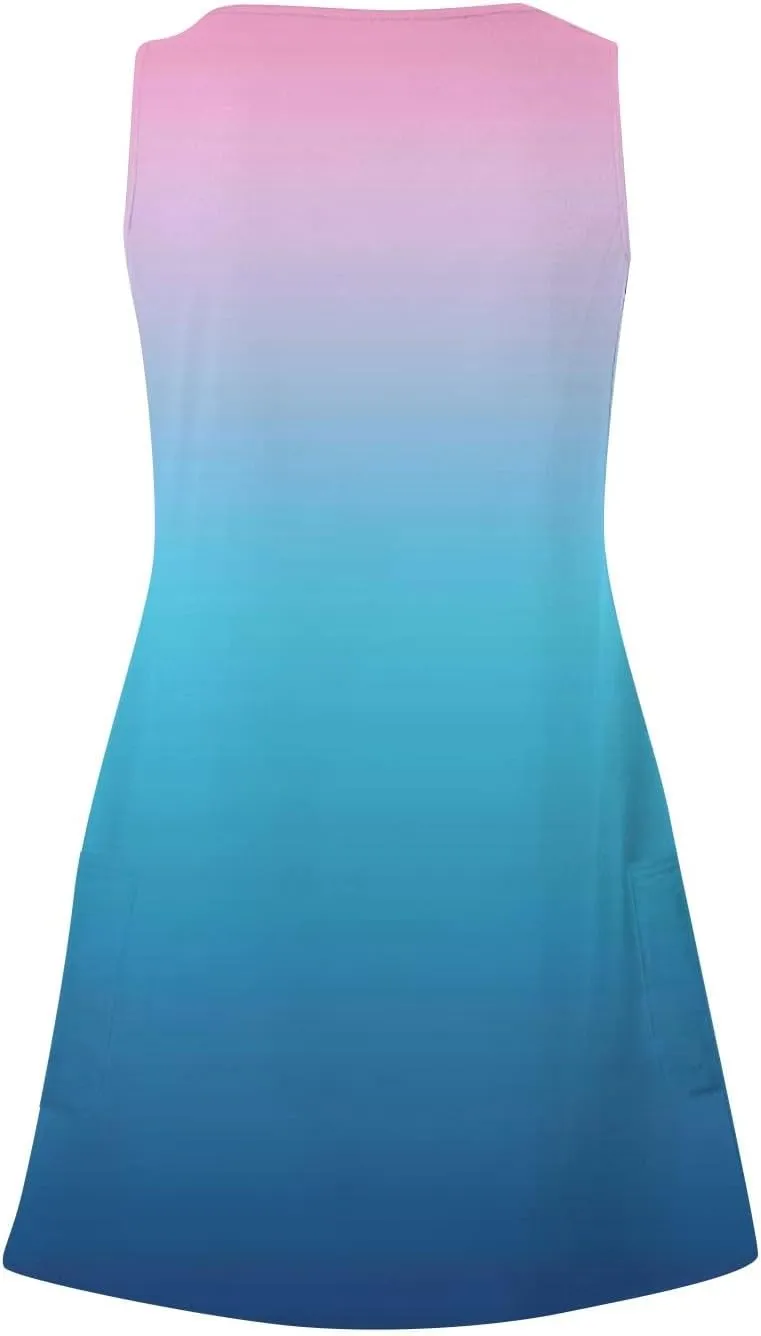 Plus Size Sundresses for Women 2025 Short Casual V Neck Sleeveless Tank Dress with Pockets Summer Comfy Boho Beach Dress