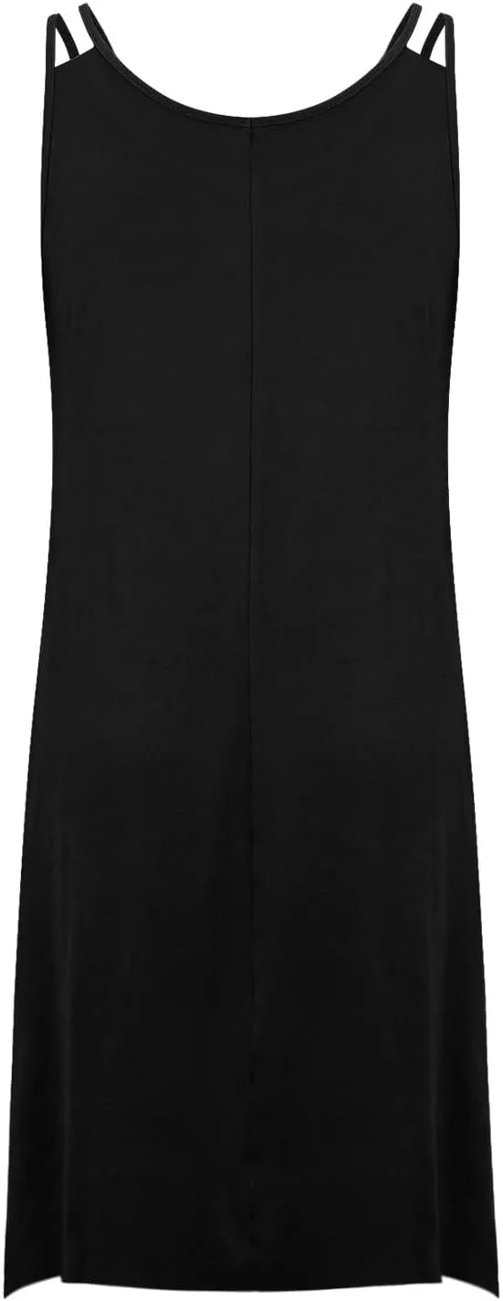 Plus Size Women Irregular Flowy Sundress Sleeveless Spaghetti Strap Midi Dress Summer Hi Low Swing Aline Dresses