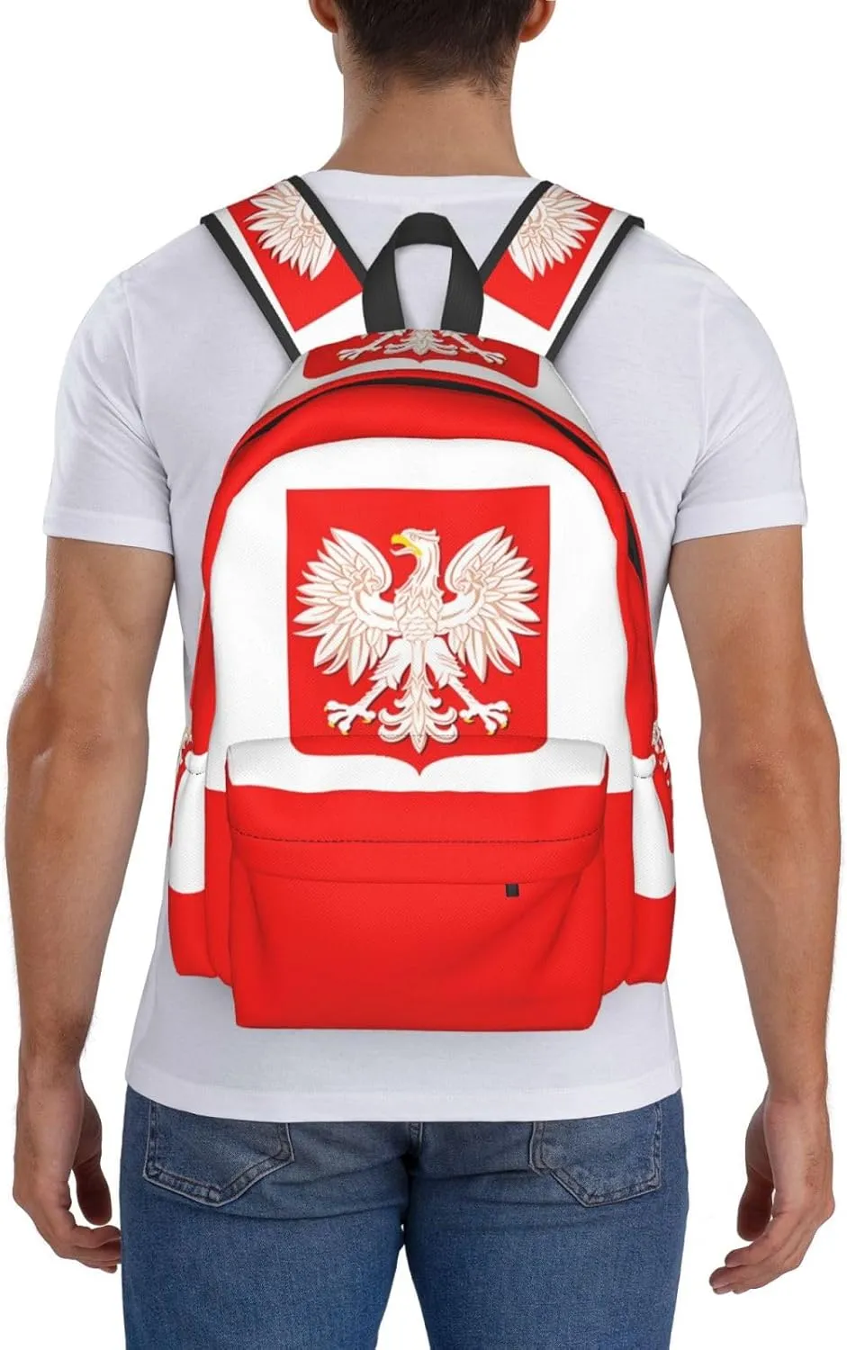 Polish Flag Poland Polska Eagle Laptop Backpack Shoulder Bag Laptop Pack Travel Backpacks Commuter Back Pack Casual Daypack Bags With Side Pockets