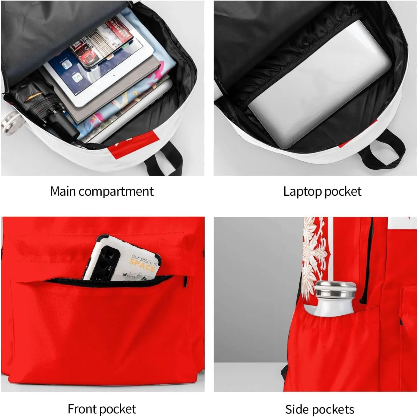 Polish Flag Poland Polska Eagle Laptop Backpack Shoulder Bag Laptop Pack Travel Backpacks Commuter Back Pack Casual Daypack Bags With Side Pockets