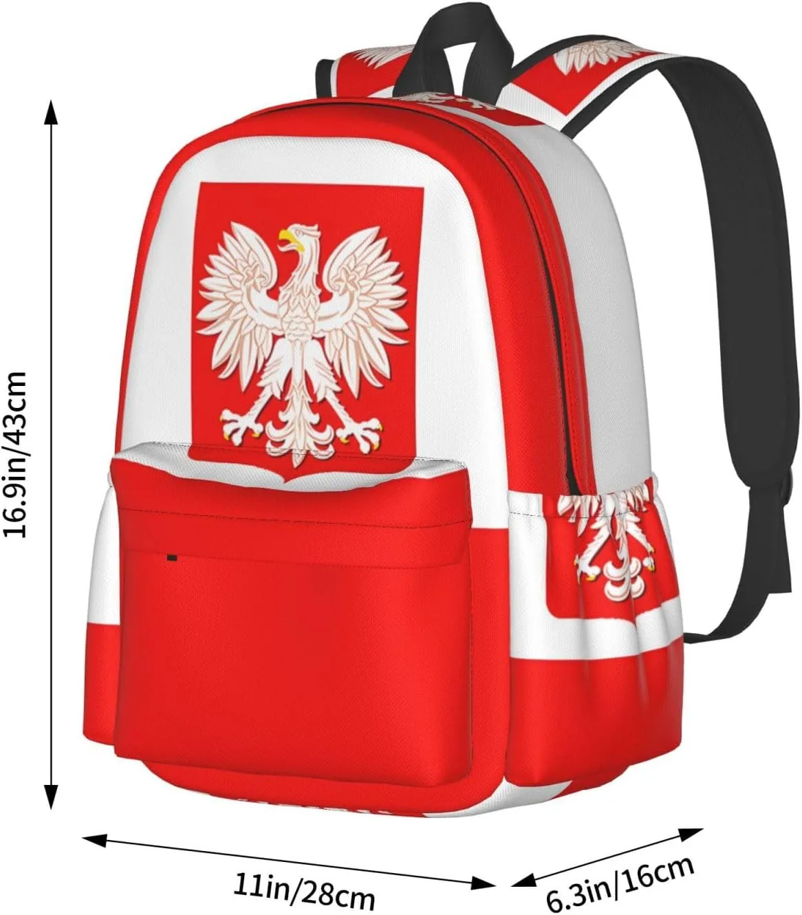 Polish Flag Poland Polska Eagle Laptop Backpack Shoulder Bag Laptop Pack Travel Backpacks Commuter Back Pack Casual Daypack Bags With Side Pockets