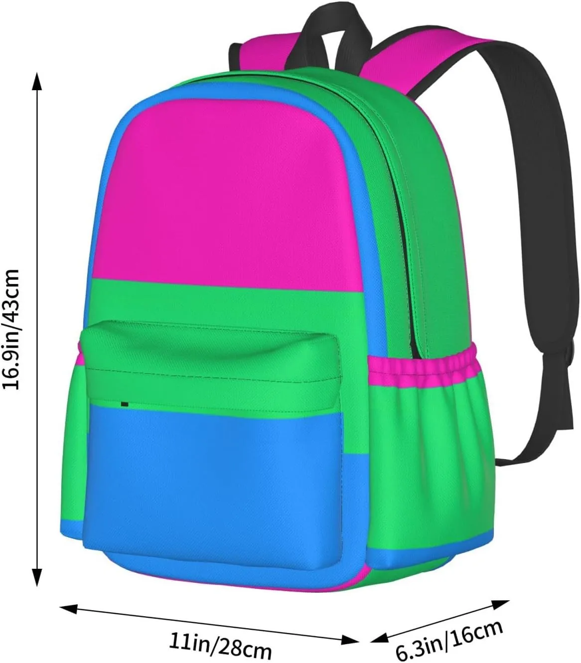 Polysexual Pride Flag Laptop Backpack Shoulder Bag Laptop Pack Travel Backpacks Commuter Back Pack Casual Daypack Bags With Side Pockets