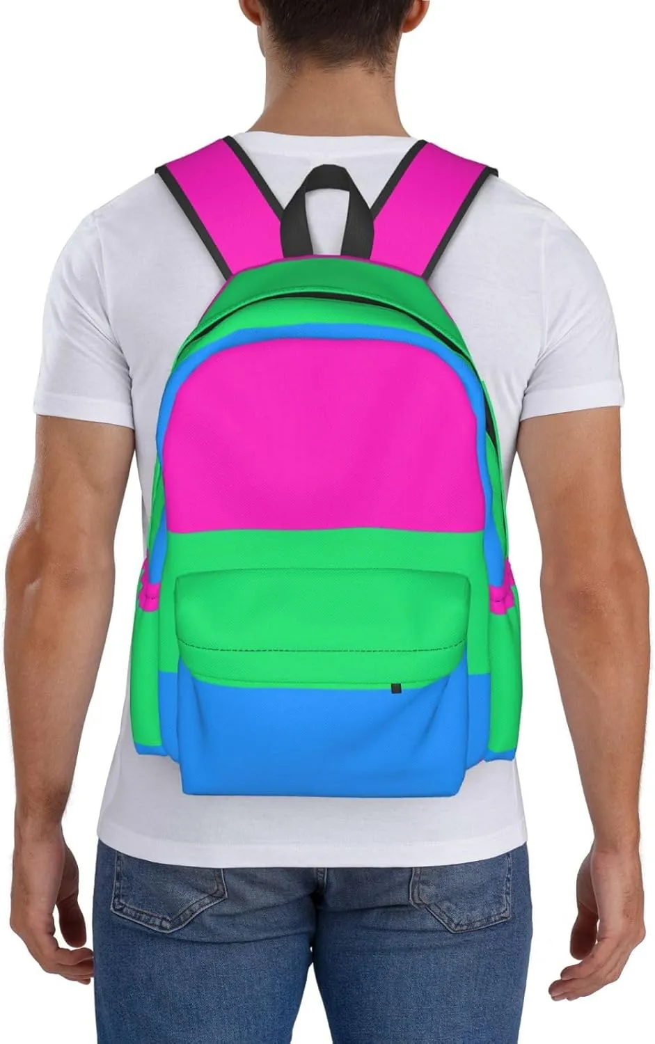 Polysexual Pride Flag Laptop Backpack Shoulder Bag Laptop Pack Travel Backpacks Commuter Back Pack Casual Daypack Bags With Side Pockets