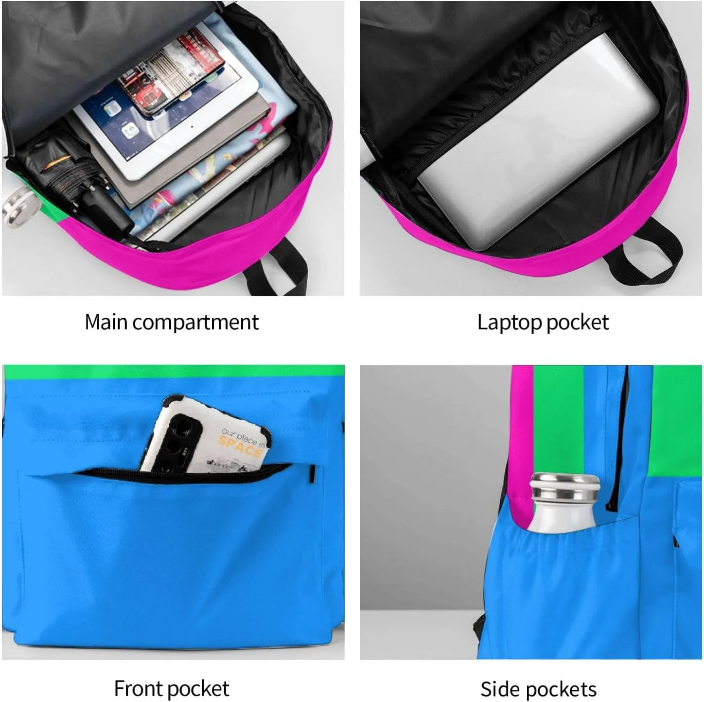 Polysexual Pride Flag Laptop Backpack Shoulder Bag Laptop Pack Travel Backpacks Commuter Back Pack Casual Daypack Bags With Side Pockets