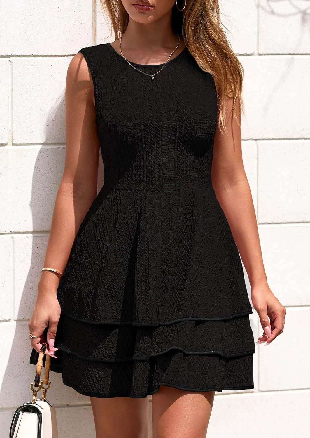 PRETTYGARDEN Women's 2025 Summer Sundresses Casual Elegant Sleeveless Flowy Tiered Ruffle A Line Mini Graduation Party Dress