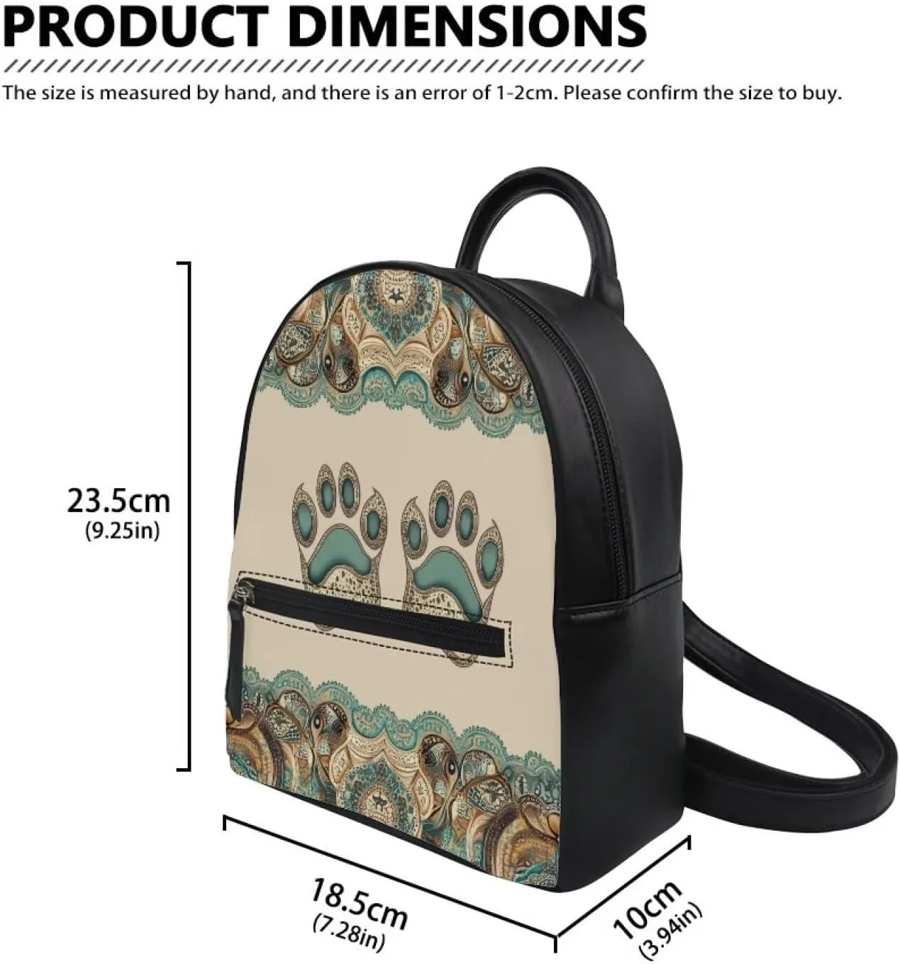 PU Leather Mini Backpack for Women Small Backpack Purse Girls Back Pack with Adjustable Strap and Zipper Aztec Paw Print Casual Daypack Shoulder Bag