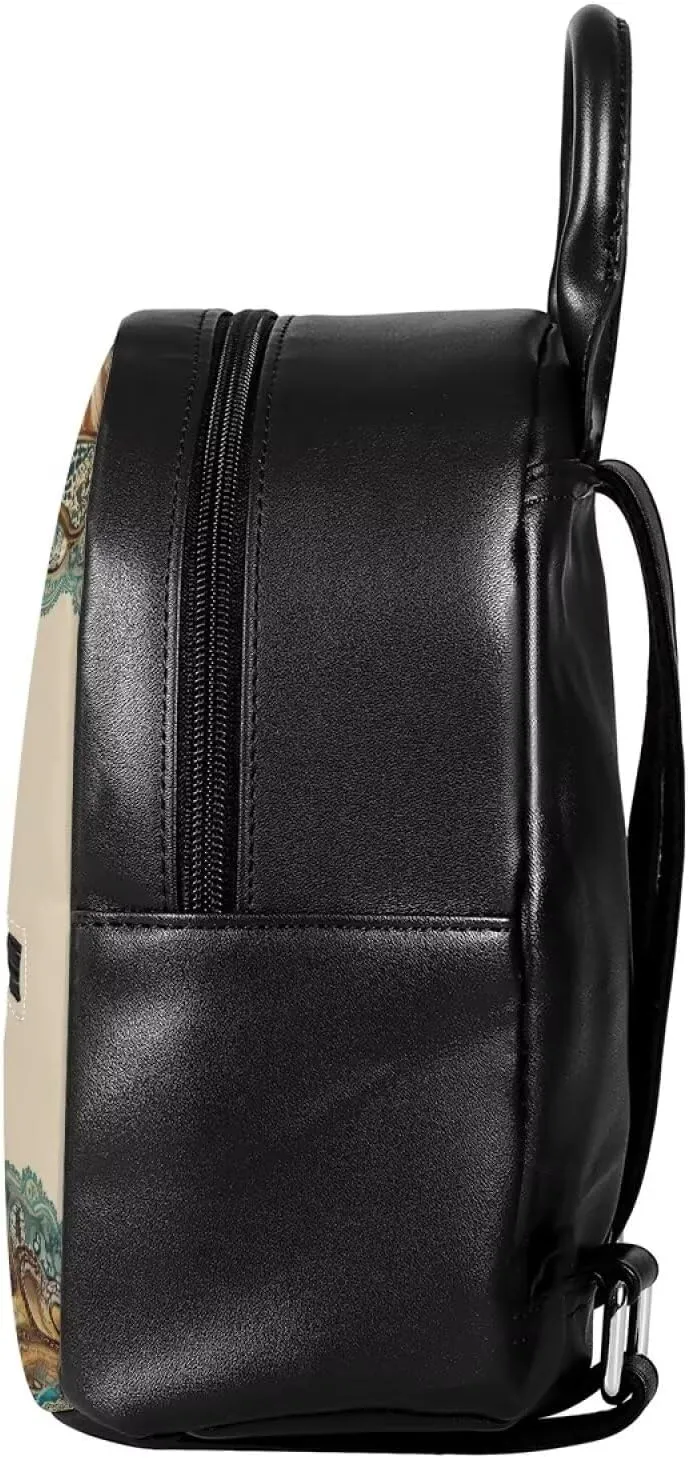 PU Leather Mini Backpack for Women Small Backpack Purse Girls Back Pack with Adjustable Strap and Zipper Aztec Paw Print Casual Daypack Shoulder Bag
