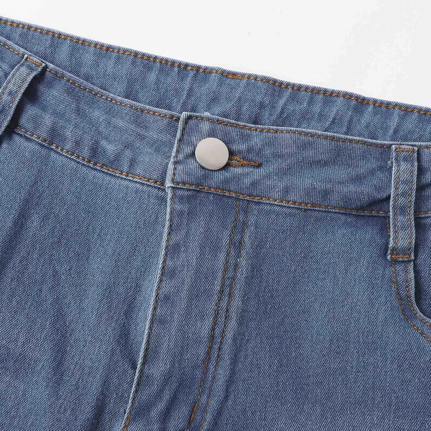 Pull on Wide Leg Jeans for Women, Trendy Straight Leg Jeans Denim Pants High Waisted Stretchy Baggy