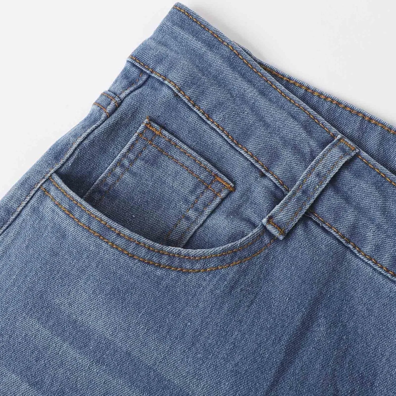 Pull on Wide Leg Jeans for Women, Trendy Straight Leg Jeans Denim Pants High Waisted Stretchy Baggy
