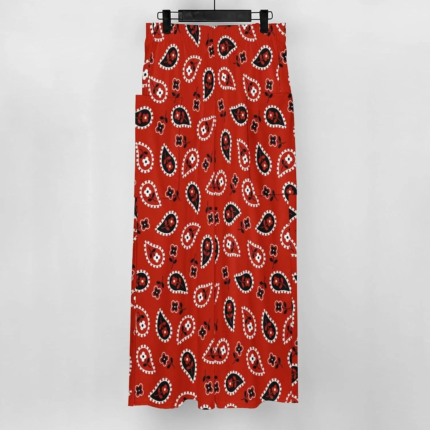 Red Bandana Women's Casual Pants Yoga Loose Wide Legs Trousers with Pockets High Waist